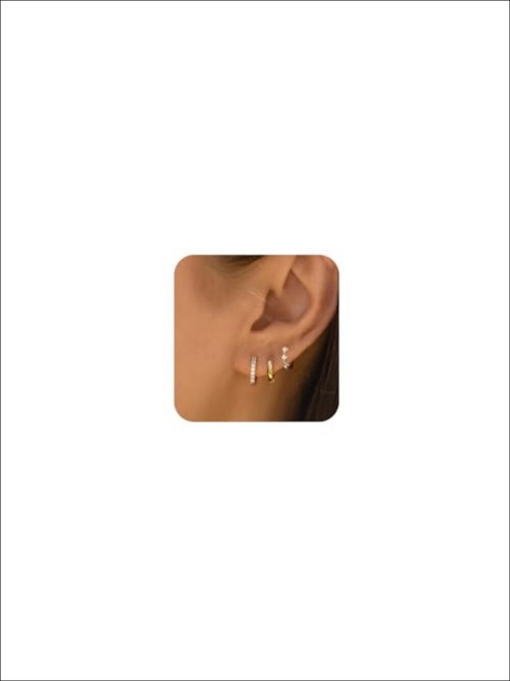 Gold Plated Huggie Hoop Earrings Dainty Dangle Stud Set Waterproof